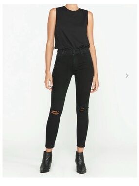 Hudson Jeans Black High-Rise Ripped Skinny Jeans - Women